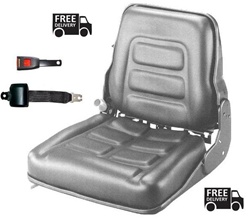 Forklift seat GS12 Quality UNIVERSAL PVC armrests switch lap belt 